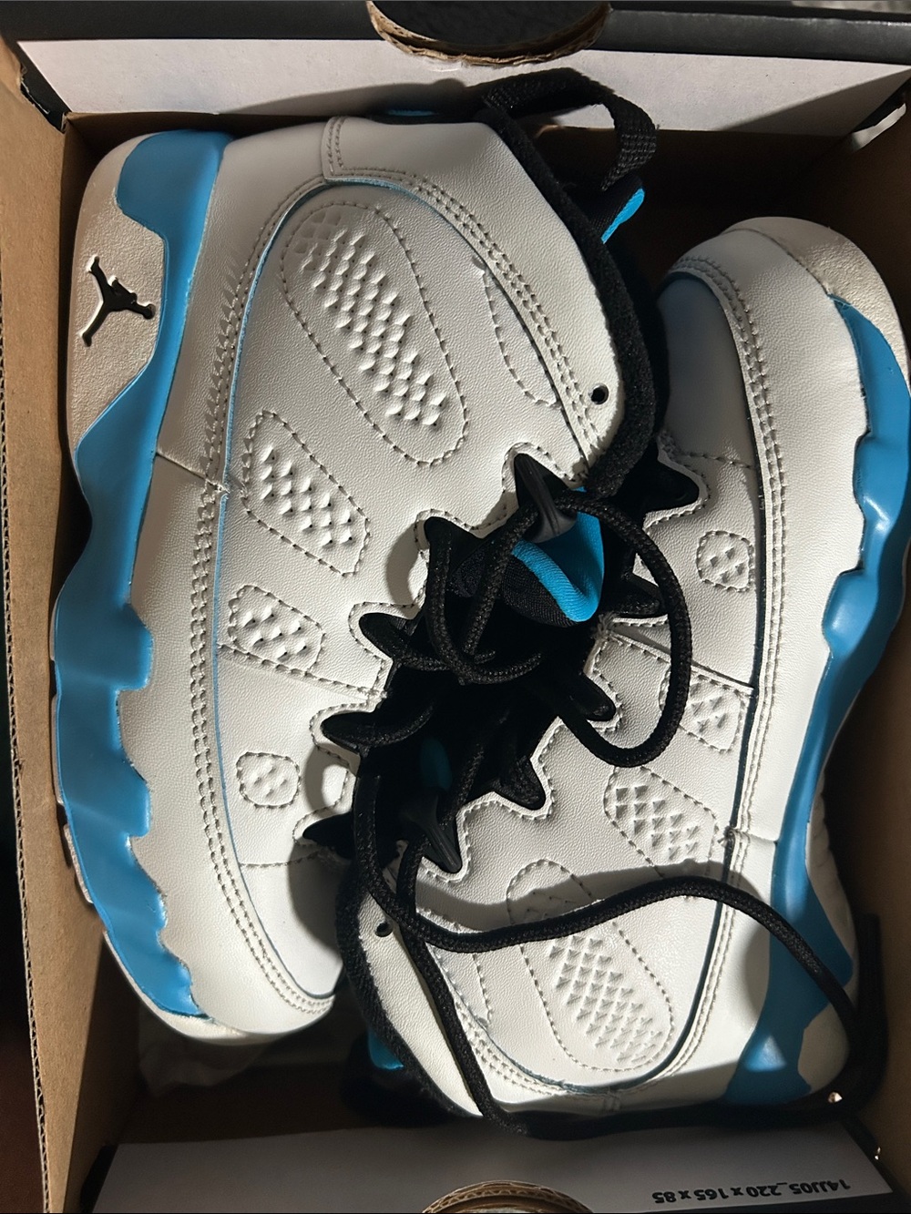 Jordan Kids White and Blue High-Top Sneakers